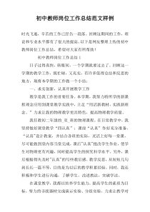 初中教师岗位工作总结范文样例