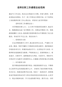 老师在职工作感想总结范例
