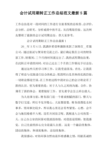 会计试用期转正工作总结范文最新5篇