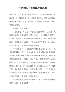 初中骆驼祥子的读后感范例