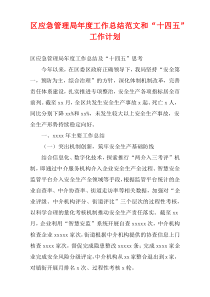 区应急管理局最新年度工作总结范文和“十四五”工作计划