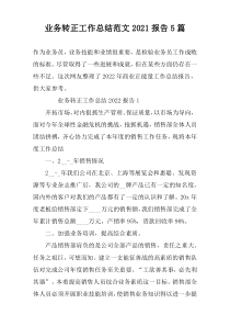 业务转正工作总结范文2022报告5篇