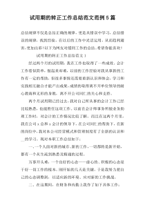 试用期的转正工作总结范文范例5篇