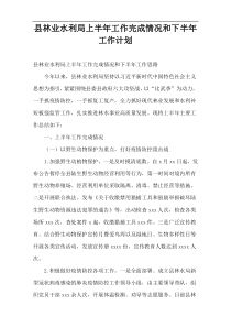 县林业水利局上半年工作完成情况和下半年工作计划