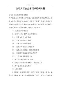 公司员工安全承诺书范例六篇