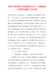 市审计局年度工作总结范文及下一步推进审计信息化建设工作计划