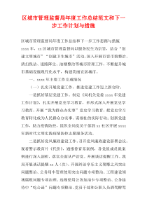 区城市管理监督局年度工作总结范文和下一步工作计划与措施