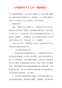 公司程序员个人工作（述职报告）