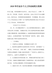 2022年行业办个人工作总结范文范例