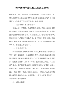 大学教师年度工作总结范文范例