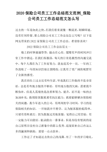 2022保险公司员工工作总结范文范例_保险公司员工工作总结范文怎么写