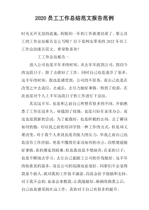 2022员工工作总结范文报告范例