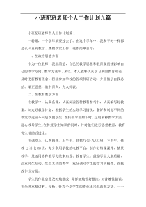 小班配班老师个人工作计划九篇