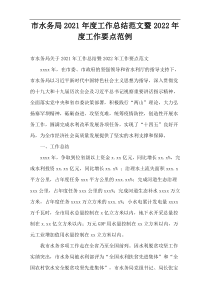 市水务局2021年度工作总结范文暨2022年度工作要点范例