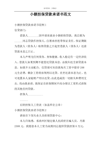 小额担保贷款承诺书范文