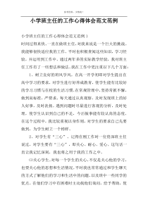 小学班主任的工作心得体会范文范例