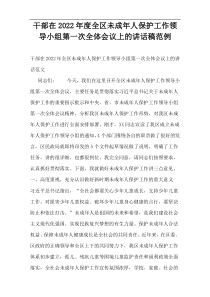 干部在2022年度全区未成年人保护工作领导小组第一次全体会议上的讲话稿范例