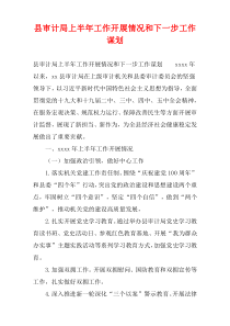 县审计局上半年工作开展情况和下一步工作谋划