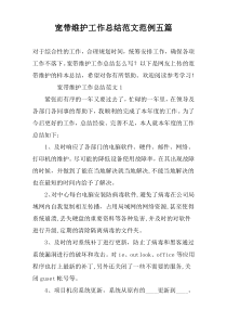 宽带维护工作总结范文范例五篇