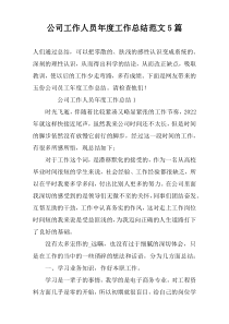 公司工作人员年度工作总结范文5篇