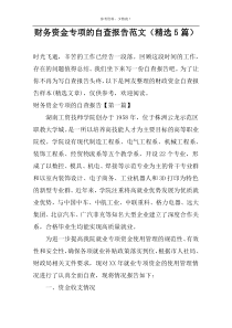 财务资金专项的自查报告范文（精选5篇）