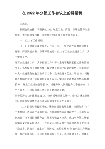 在2022年分管工作会议上的讲话稿