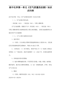 高中化学第一单元《空气质量的改善》知识点归纳