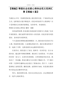 【精编】寒假社会实践心得体会范文范例汇聚【精编5篇】