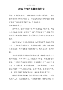 2022年度向英雄致敬作文