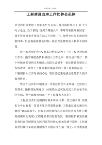 工程建设监理工作的体会范例