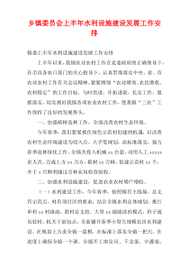乡镇委员会上半年水利设施建设发展工作安排