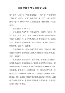 【800字】端午节见闻作文五篇
