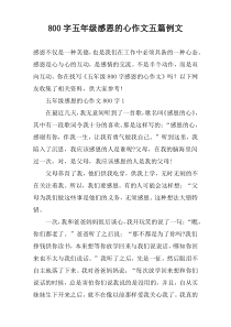【800字】五年级感恩的心作文五篇例文