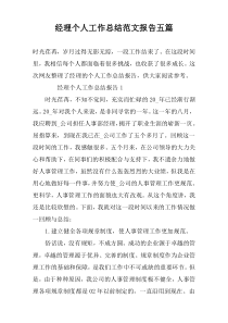 经理个人工作总结范文报告五篇