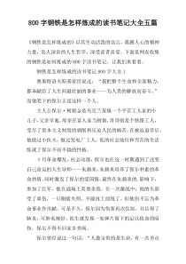 【800字】钢铁是怎样炼成的读书笔记大全五篇