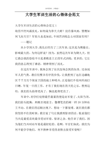 大学生军训生活的心得体会范文