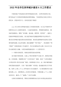 2022最新全市住房和城乡建设6大工作要点