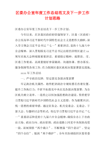区委办公室精编年度工作总结范文及下一步工作计划思路
