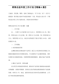 销售总监年度工作计划【精编4篇】