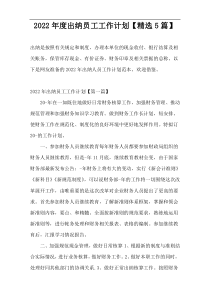 2022年度出纳员工工作计划【精选5篇】