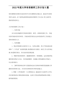 2022年度大学体育教师工作计划5篇