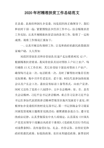 2020年村精准扶贫工作总结范文