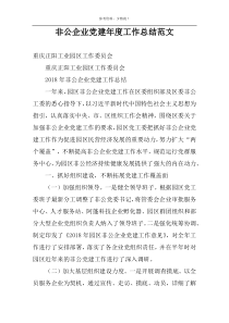 非公企业党建年度工作总结范文