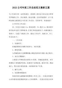 2022公司年度工作总结范文最新五篇