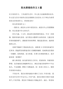 阳光青春的作文5篇