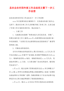 县农业农村局最新年度工作总结范文暨下一步工作设想