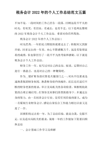 税务会计2022年的个人工作总结范文五篇