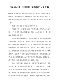 【800字】小说《水浒传》读书笔记大全五篇