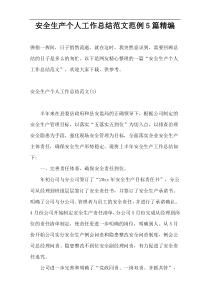 安全生产个人工作总结范文范例5篇精编