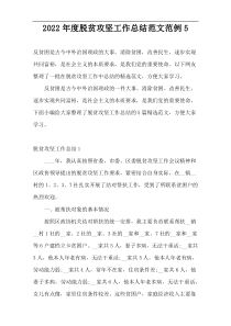 2022年度脱贫攻坚工作总结范文范例5